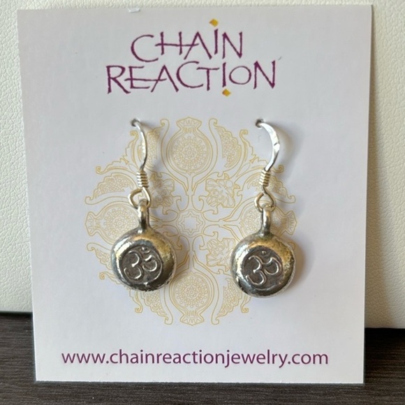 Thai Silver Om Charm Earrings Sterling Silver‎ Earwires NWT - Picture 3 of 6